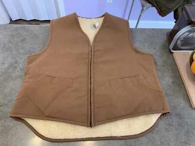 Chaleco Carhartt 6SV Marrón Sherpa Forrado Cremallera Frontal XL Unión Hecho en EE. UU. NUEVO SIN ETIQUETAS Foto 1 de 4