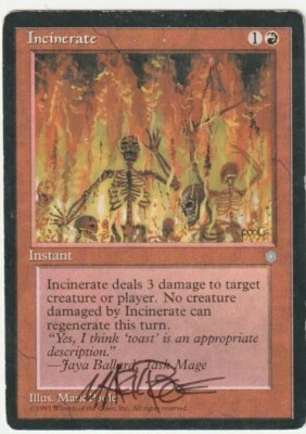 Ice Age  MTG  Incinerate  Signed by  Mark Poole - Image 1 of 2