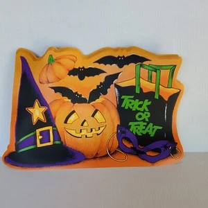 Vintage Spooky Hollow 2003 Vinyl Halloween Placemats Set/6 Pumpkins Bats 16x11 - Picture 1 of 8