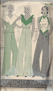 1930s Vintage Sewing Pattern B36 BLOUSE & PAJAME PANTS (NOT pyjamas) (1798R) - Picture 1 of 2