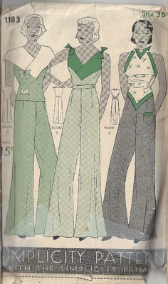 1930s Vintage Sewing Pattern B36 BLOUSE & PAJAME PANTS (NOT pyjamas) (1798R) - Image 1 of 2