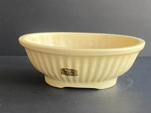  HAEGER Pottery 3938 U.S.A. Brown/ Tan RIBBED OVAL Footed Bowl Planter vintage - Bild 1 von 5
