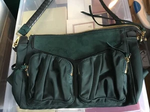 MZ WALLACE FOREST GREEN NYLON  SHOULDER BAG GOLD HARDWARE WITH MAKE UP POUCH - Picture 1 of 5