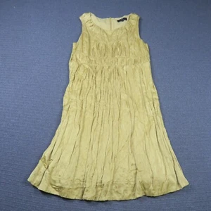 Cue Womens A-Line Dress 10(AU) Small Yellow Sleeveless Pleated Boho Fit & Flare - Picture 1 of 9