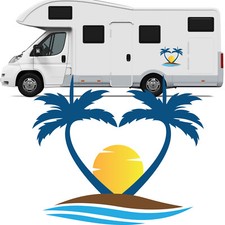 Motorhome Palm Tree Sun Vinyl Stickers - Camper Van Horsebox Caravan RV Decals