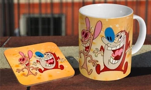 Ren & Stimpy Lustiger 90er - Keramik Kaffee-/Teetasse + passender Untersetzer - Bild 1 von 1