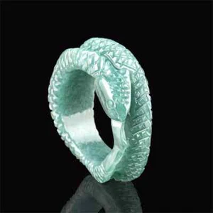 Natural Ice Green Jadeite Carved Veins Snake Finger Ring Man's Jade Jewelry Gift - Picture 1 of 10
