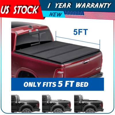 5FT BED HARD SOLID TRI-FOLD TONNEAU COVER FOR 2020-2022 JEEP GLADIATOR JT PICKUP - Image 1 of 4