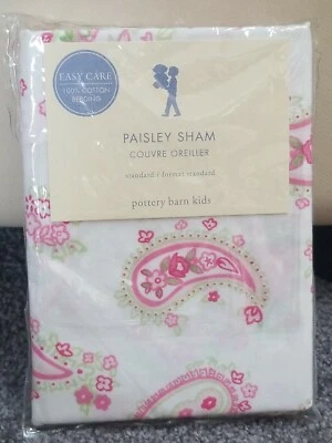 NUEVO Pottery Barn Kids PAISLEY Standard Sham Rosa 100% algodón Foto 1 de 3