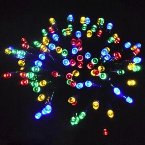 100 Múltiple Acción Exterior de Pilas Luces LED Multicolor Temporizador Navidad - Imagen 1 de 4