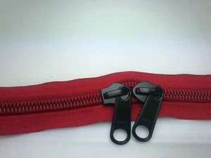 YKK #10 Red coil zipper with #10 black slider/Pull - Picture 1 of 7