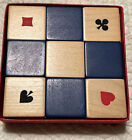 Set of 4 Vintage Playing Card Pips Square Wood Coasters Made In Western Germany