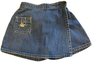 OshKosh Girls Jean Shorts Wrap Skort In Medium Wash Blue Denim Size 5 EUC - Picture 1 of 5