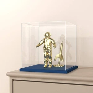 Acrylic Display Case with Navy Blue Velvet Base, 6 Inch x 7 Inch Simple Self-... - Picture 1 of 9
