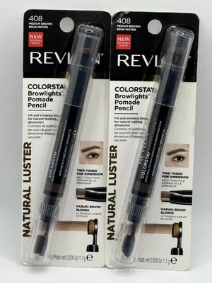 Revlon *LOT of TWO * Colorstay Browlights Pomade Pencil - 408 Medium Brown - Image 1 of 4