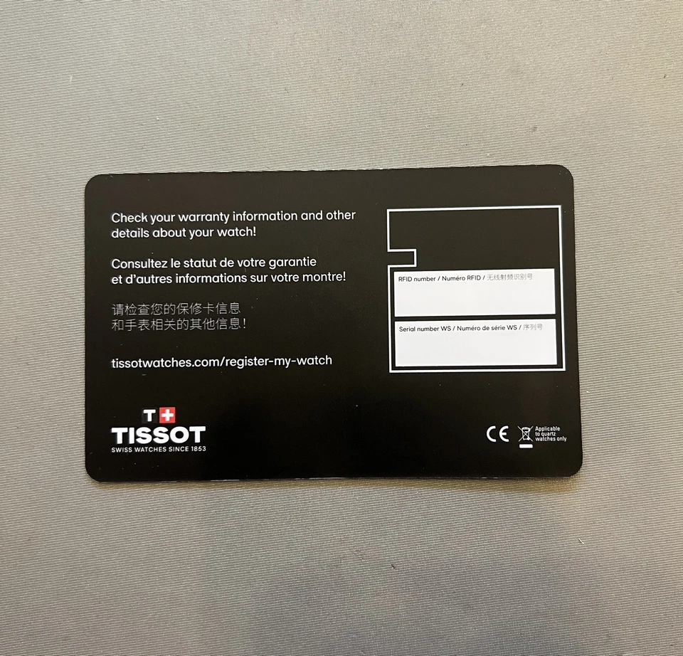 Tarjeta de Garantía Tissot Nueva Original 2024 - 2026 Foto 1 de 1