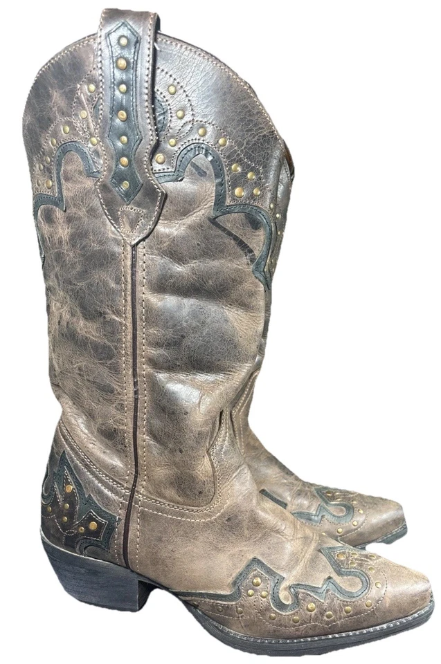 Botas vaqueras occidentales Laredo Dan Post Made para mujer marrón talla 7m 52036 punta corta Foto 1 de 4