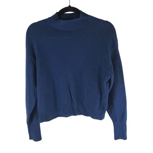 Everlane Womens Sweater Cashmere Mock Neck Dark Blue M - Picture 1 of 6