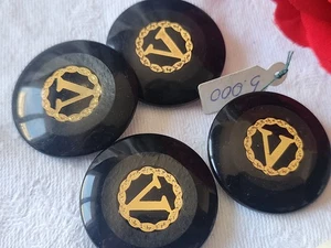 Lot 4 enormes boutons vintage noir gris inclusion Valentino?  3 cm pied ref 612 - Picture 1 of 6