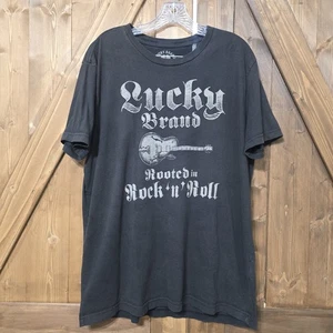 Lucky Brand Rooted in Rock n Roll Guitar Graphic T-Shirt Black XL Men’s Tee - Picture 1 of 7