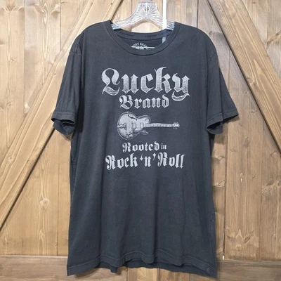 Lucky Brand Rooted in Rock n Roll Guitar Graphic T-Shirt Black XL Men’s Tee - Image 1 of 4