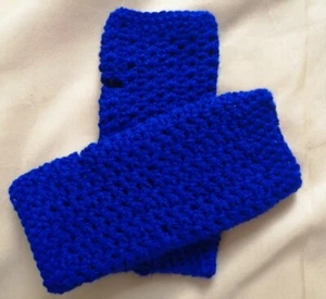 Handmade Crochet DK Acrylic Navy Blue Wrist Warmers Fingure less Gloves . L@@K! - Picture 1 of 5