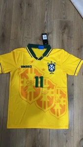 1994/97 ROMARIO #11 BRAZIL UMBRO WORLD CUP 94 HOME FOOTBALL SHIRT JERSEY - Picture 1 of 3