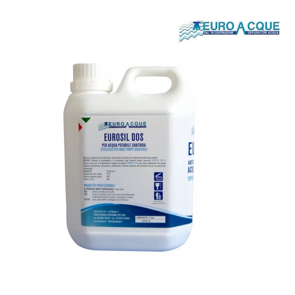 EUROACQUE Polifosfato liquido tanica da 1 Lt - Anticorrosivo antincrostante per acqua sani