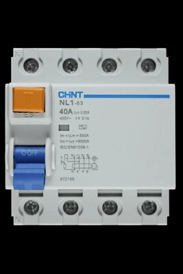 CHINT 40 AMP 30mA FOUR POLE RCCB TYPE AC NL1-63 - Image 1 of 4