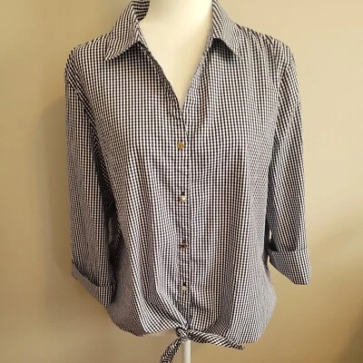 Anne Klein Women Blue Long Sleeve Button-Down Shirt XL - Изображение 1 из 4