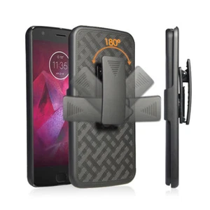 Für Motorola Moto Z2 Z3 Force Play schwarzes Holster drehbar Gürtelclip schmale Hartschale - Bild 1 von 7