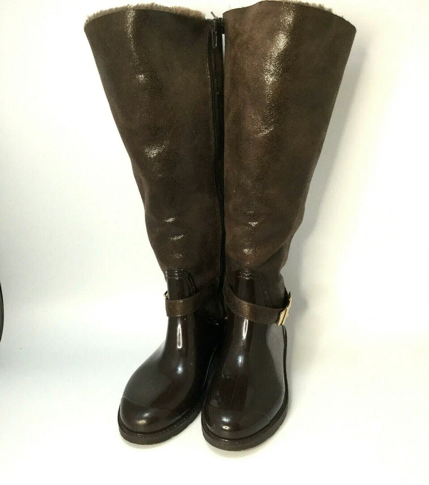 Botas de Bambú STORMY Medio Pantorrilla Imitación Piel Eje Marrón 6.5 Botas de Lluvia Invierno Cremallera Foto 1 de 4