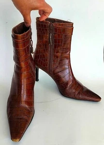 Vintage 90's Lauren Ralph Lauren MARIENETTE leather ankle boots Brazil reptile - Picture 1 of 22