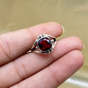 Echt Granat Silberring roter Granat Edelstein Silberring 925 Sterling Silber - Bild 1 von 6