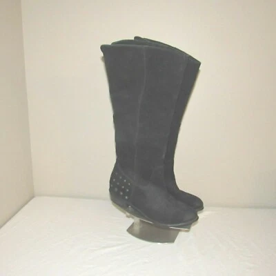 Naughty Monkey Leather (Suede) Inside Zip Tall Dress Boot Black 9.5 Preowned - Image 1 of 4