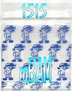 100 PACK BLUE BOY SMOKIN 1515 Apple Zip Baggies 1.5X1.5" Mini POLYBAGS - Picture 1 of 12