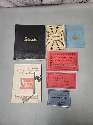 LOT of 7  1920's & 1930's  Original Vintage School Study Educational Work Books - Image 1 of 4