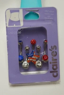 Belly Button Piercing Red White And Blue USA PATRIOTIC 5 in the pack - Image 1 of 2