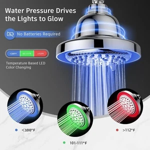 Filtered Shower Head with LED Color Changing, 7 Modes High Pressure Rain Shower - Picture 1 of 8