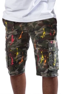 CDMG & CO DENIM AFICIONADOS [C12547S-CAMO]  SPLATER CAMO CARGO SHORTS - Picture 1 of 4