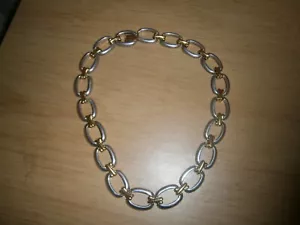 Vintage Napier silver/gold tone curved chunky rectangle link chain. 44.5cm.(E3g) - Picture 1 of 7