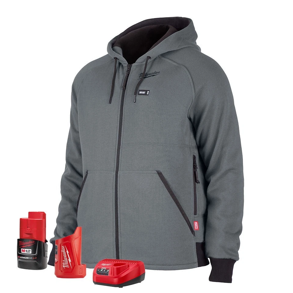 Milwaukee Chaqueta Térmica Sudadera con Capucha Kit Gris con Batería y Cargador 306G-21XL Talla: XL Foto 1 de 4