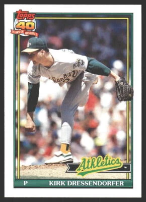 Kirk Dressendorfer #35T 1991 Topps Traded Oakland AthleticsRC Rookie - Image 1 of 2