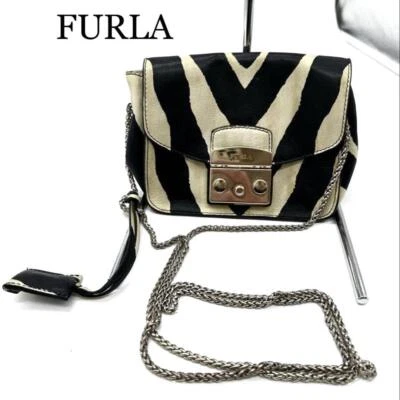 Furla Metropolis Shoulder Bag Zebra Color Women's From Japan Used - Image 1 of 4