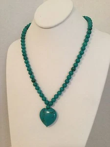 Collar de cuentas corazón turquesa 245,00 quilates de turquesa americana - Imagen 1 de 6