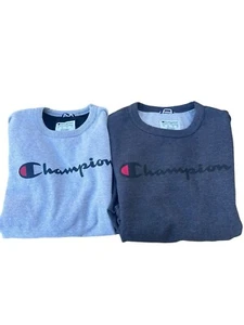 Champion Y2K Men's Lot Of 2 Sweater Size M Gray Crew Neck Noodie - Picture 1 of 3