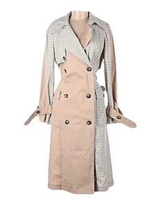 ✨Avec les Filles✨ NWT Women's Mixed Media Plaid Cotton Trench Coat Small - Picture 1 of 16