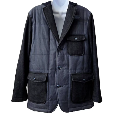 Lands End Halley Stevensons Coat S Chore Jacket Waxed Cotton Wool POCKETS Blue - Image 1 of 4