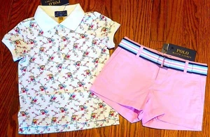 POLO RALPH LAUREN AUTHENTIC GIRLS ORIGINAL BRAND NEW 2Pc SHORTS SET Size 4T, NWT - Picture 1 of 6