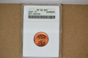 2001 Off Center Lincoln Cent- ANACS MS-66 RED.  Nice Error!! - Picture 1 of 5